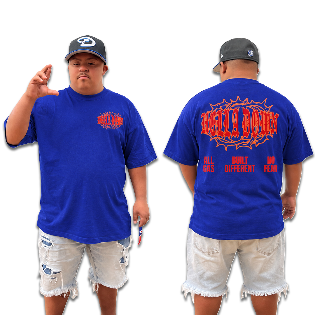 HELLA DOWN TEE (COBALT)