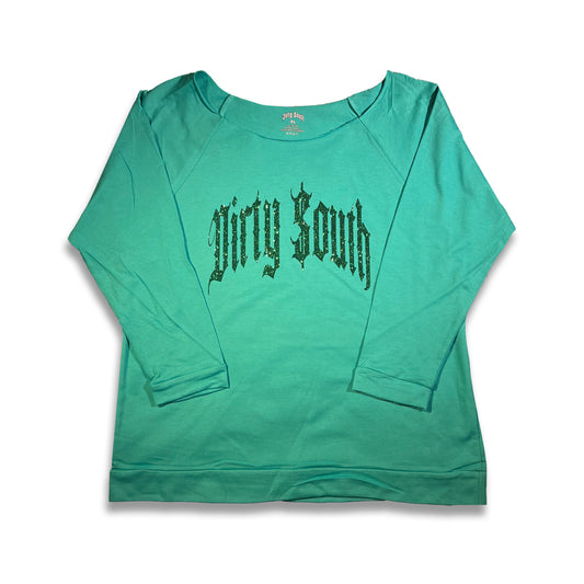 Ladies 'Green Glitter' Shoulder Tee